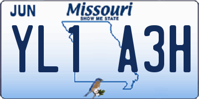 MO license plate YL1A3H