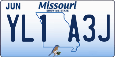 MO license plate YL1A3J