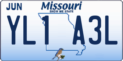 MO license plate YL1A3L