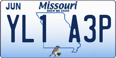 MO license plate YL1A3P