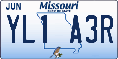 MO license plate YL1A3R