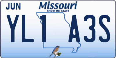 MO license plate YL1A3S