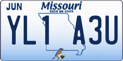 MO license plate YL1A3U