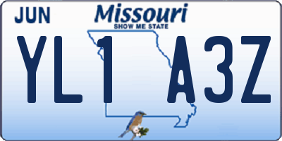 MO license plate YL1A3Z