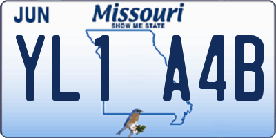 MO license plate YL1A4B