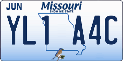 MO license plate YL1A4C