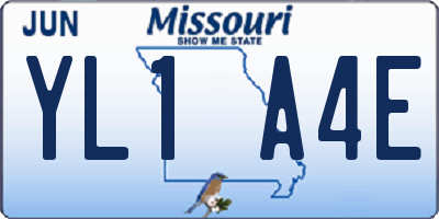 MO license plate YL1A4E