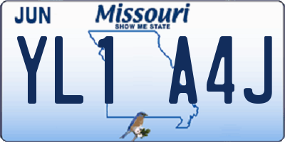 MO license plate YL1A4J
