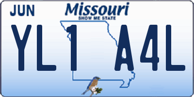 MO license plate YL1A4L