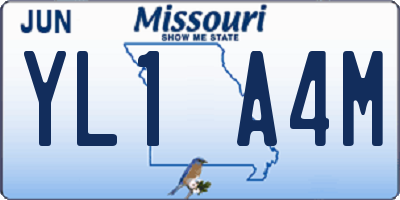 MO license plate YL1A4M