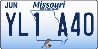 MO license plate YL1A4O