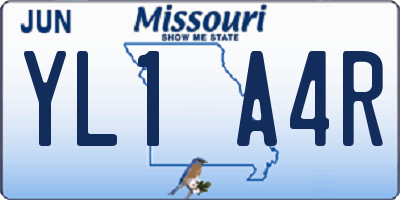 MO license plate YL1A4R