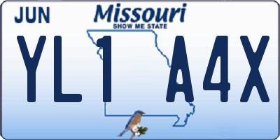 MO license plate YL1A4X