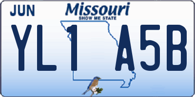 MO license plate YL1A5B