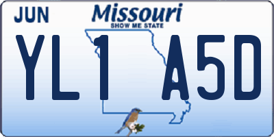 MO license plate YL1A5D