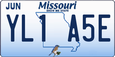 MO license plate YL1A5E
