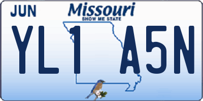MO license plate YL1A5N