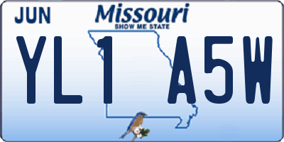 MO license plate YL1A5W