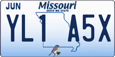 MO license plate YL1A5X