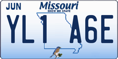 MO license plate YL1A6E