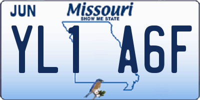 MO license plate YL1A6F