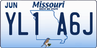 MO license plate YL1A6J