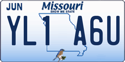 MO license plate YL1A6U