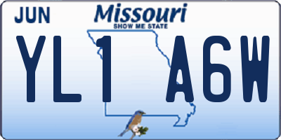 MO license plate YL1A6W