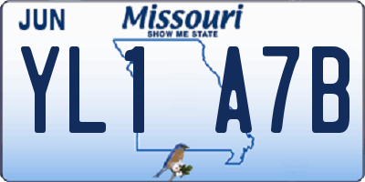 MO license plate YL1A7B