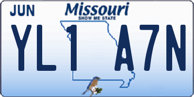 MO license plate YL1A7N