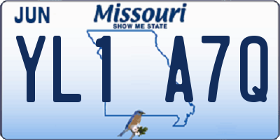 MO license plate YL1A7Q
