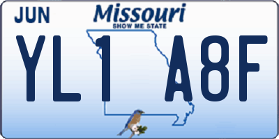MO license plate YL1A8F