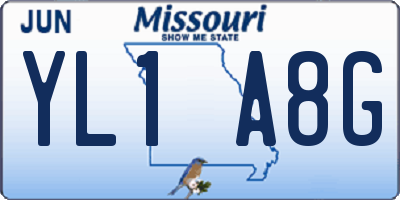 MO license plate YL1A8G