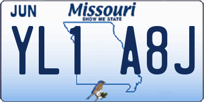 MO license plate YL1A8J