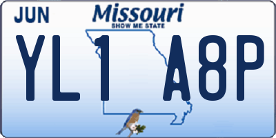 MO license plate YL1A8P