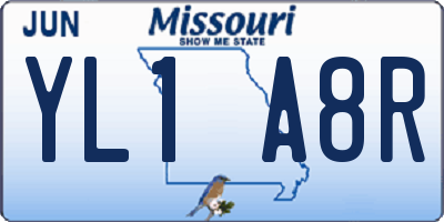 MO license plate YL1A8R