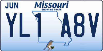 MO license plate YL1A8V