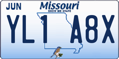 MO license plate YL1A8X