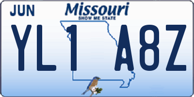 MO license plate YL1A8Z