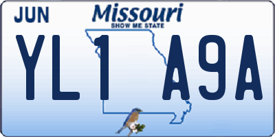MO license plate YL1A9A