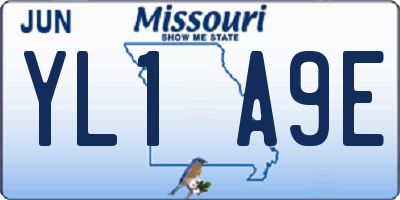 MO license plate YL1A9E