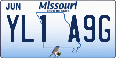 MO license plate YL1A9G