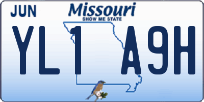 MO license plate YL1A9H