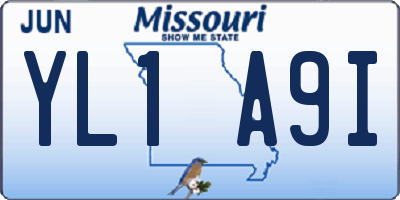 MO license plate YL1A9I