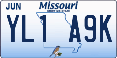 MO license plate YL1A9K