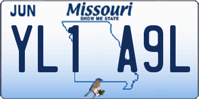MO license plate YL1A9L