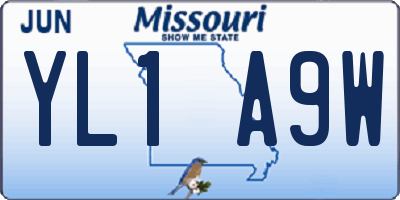 MO license plate YL1A9W