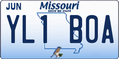MO license plate YL1B0A