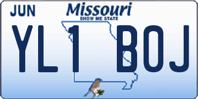 MO license plate YL1B0J