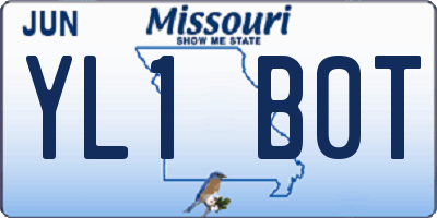 MO license plate YL1B0T